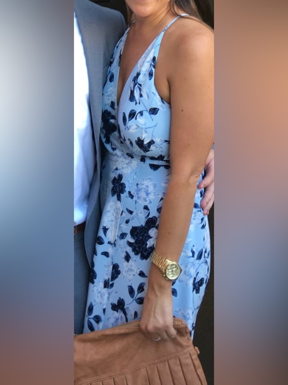 Yumi Kim Powder Blue Floral Silk Tank
